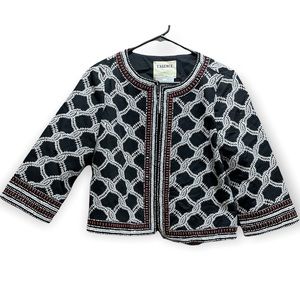 NWT L’AGENCE Crop Jacket Embroidered & Beaded Chain Pattern Size Small
